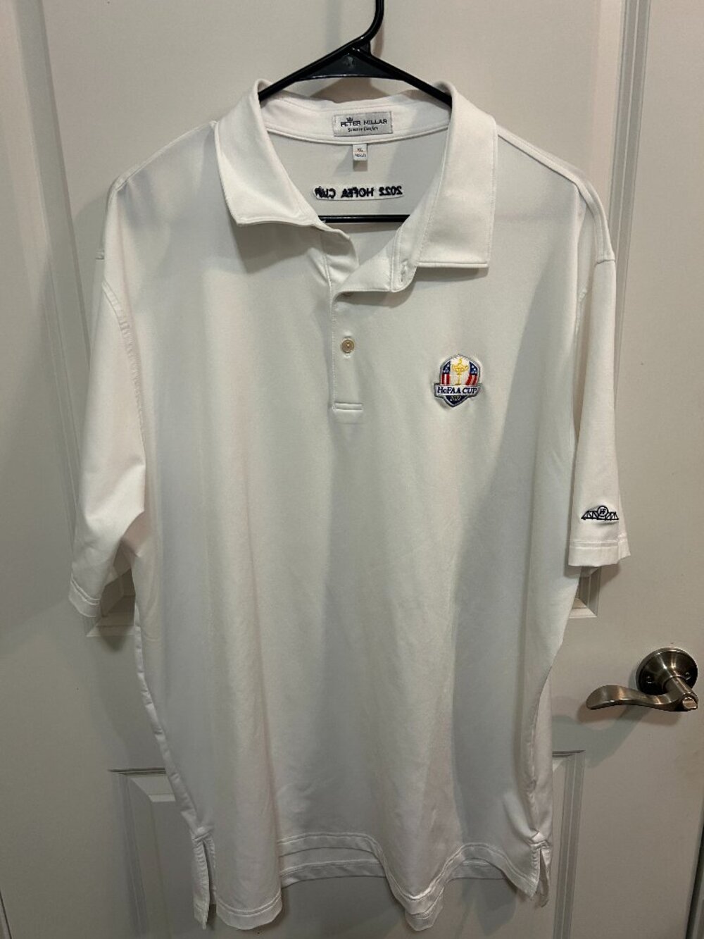 Peter Millar Summer Comfort White Golf Polo XL 2022 HoFAA Cup Performance Shirt